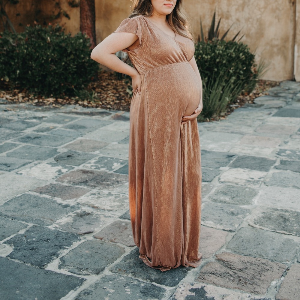 Gold maternity dress